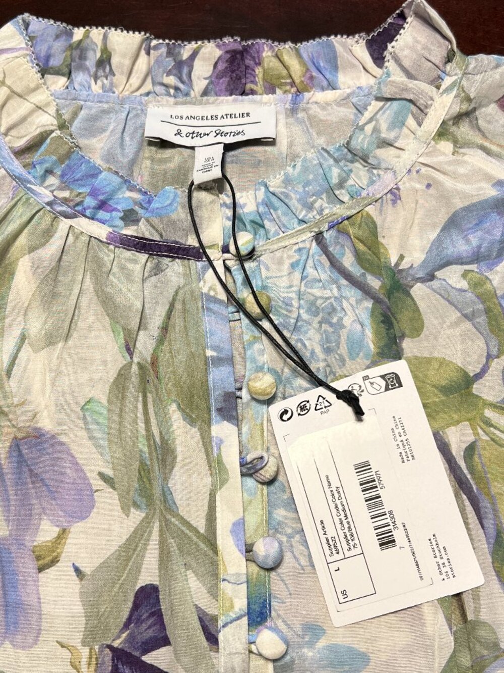 & OTHER STORIES SILK COTTON BLEND FLORAL BLOUSE NWT - Picture 3 of 11